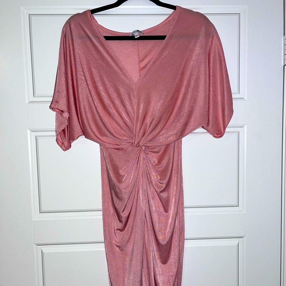Fashion Nova- Pink Wrap Midi Dress
